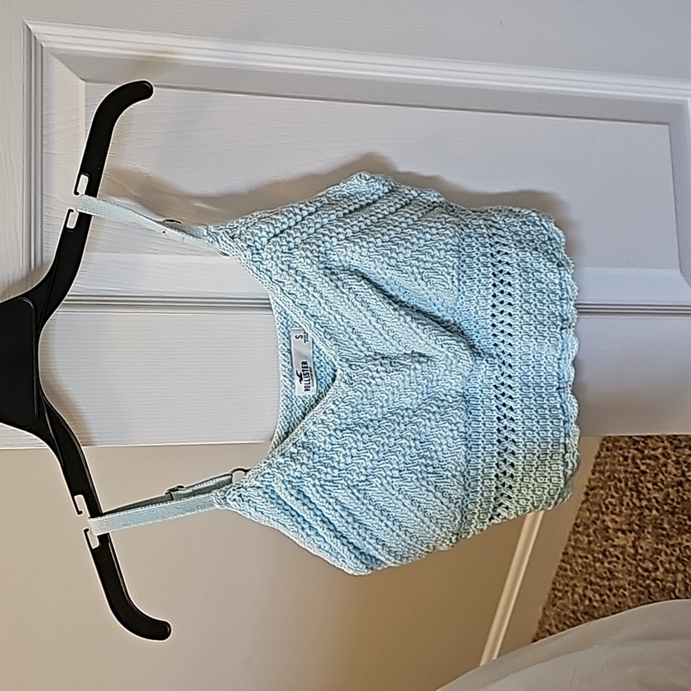 Hollister crochet tank small light blue